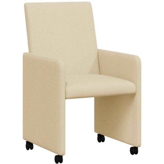Dining Chairs with Wheels 2 pcs Cream 57 x 66 x 94 cm Fabric vidaXL