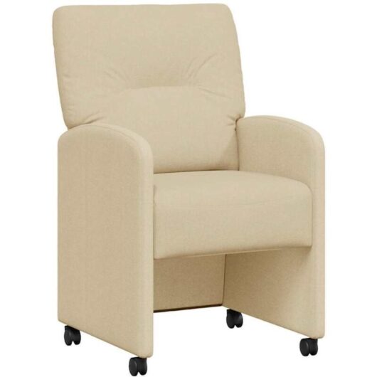Dining Chairs with Wheels 2 pcs Cream 57 x 67 x 95 cm Fabric vidaXL