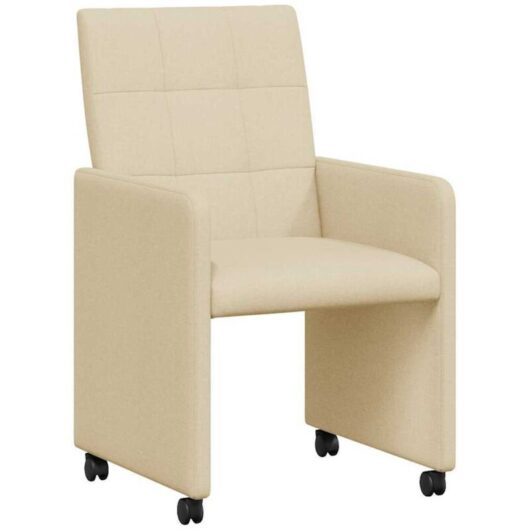 Dining Chairs with Wheels 2 pcs Cream 58 x 65 x 94 cm Fabric vidaXL