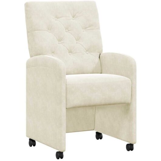 Dining Chairs with Wheels 2 pcs Cream 58 x 67 x 97 cm Velvet vidaXL