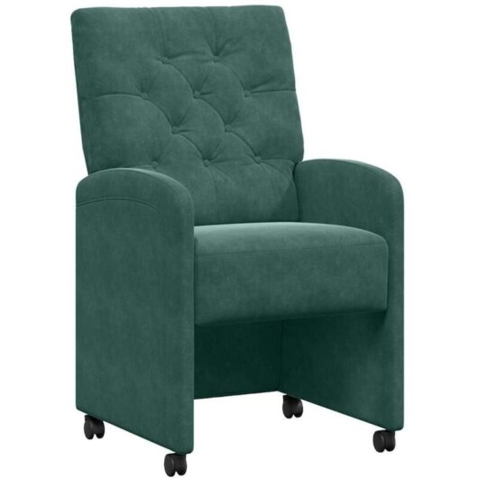 Dining Chairs with Wheels 2 pcs Dark green 58 x 67 x 97 cm vidaXL