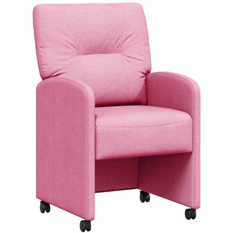 Dining Chairs with Wheels 2 pcs Pink 57 x 67 x 95 cm Fabric vidaXL