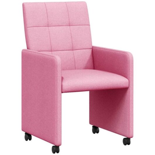 Dining Chairs with Wheels 2 pcs Pink 58 x 65 x 94 cm Fabric vidaXL