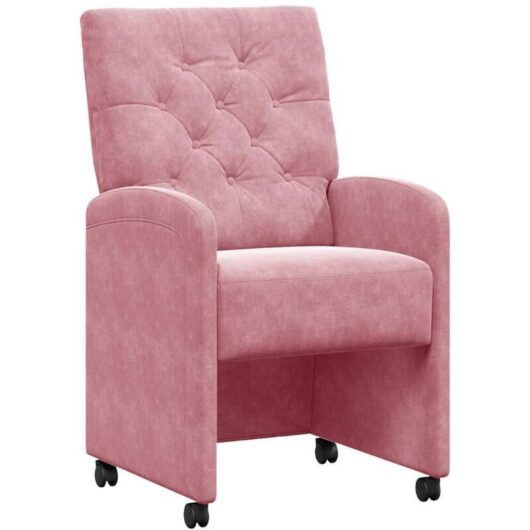 Dining Chairs with Wheels 2 pcs Pink 58 x 67 x 97 cm Velvet vidaXL