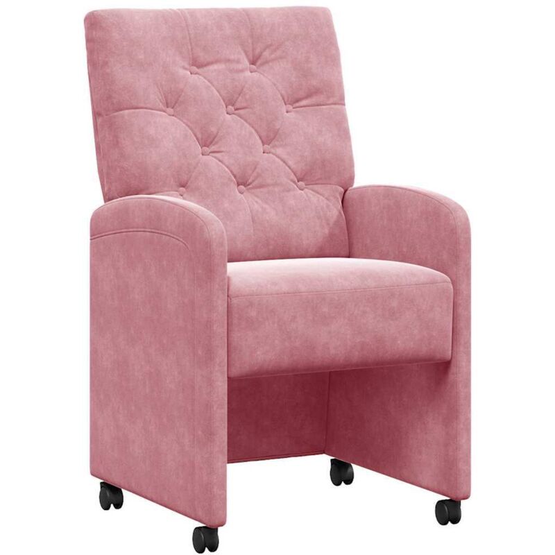 Dining Chairs with Wheels 2 pcs Pink 58 x 67 x 97 cm Velvet vidaXL