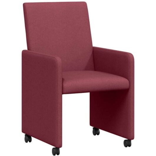 Dining Chairs with Wheels 2 pcs Wine red 57 x 66 x 94 cm Fabric vidaXL