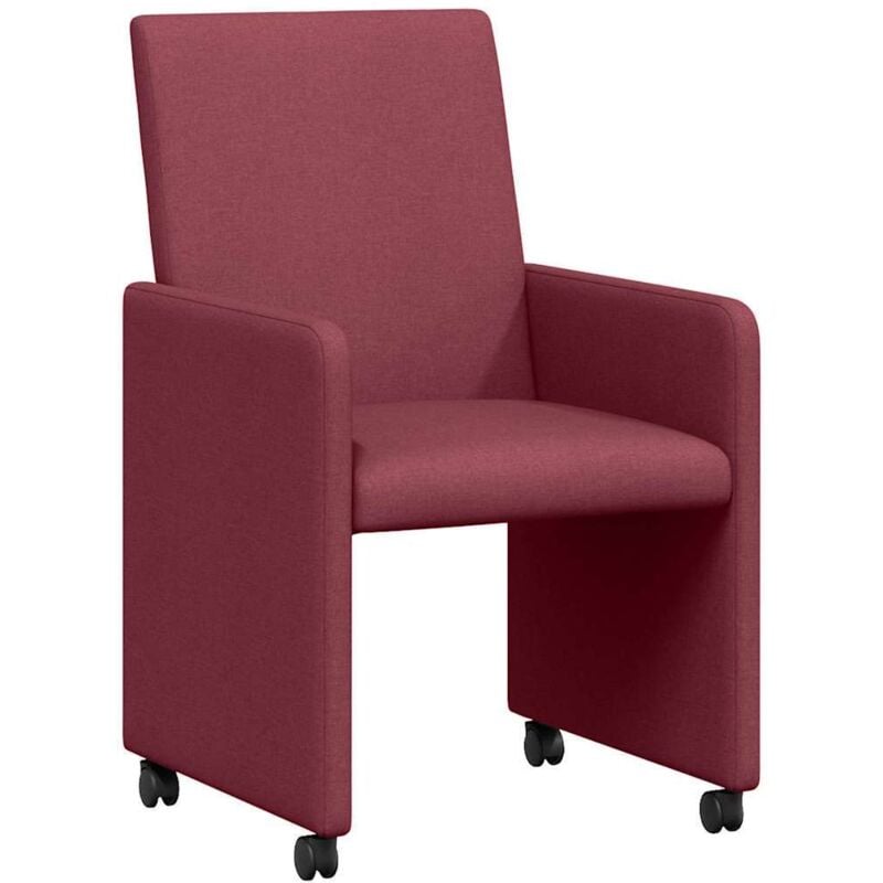 Dining Chairs with Wheels 2 pcs Wine red 57 x 66 x 94 cm Fabric vidaXL