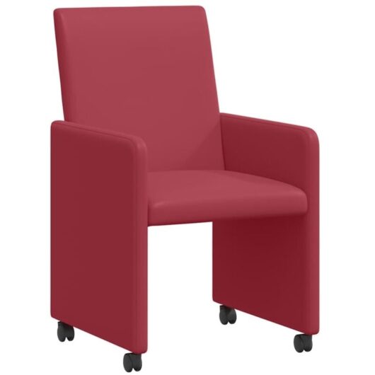 Dining Chairs with Wheels 2 pcs Wine red 57 x 66 x 94 cm vidaXL
