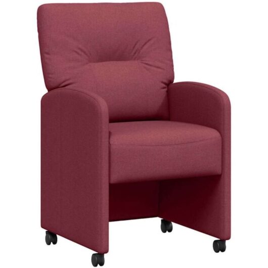 Dining Chairs with Wheels 2 pcs Wine red 57 x 67 x 95 cm Fabric vidaXL
