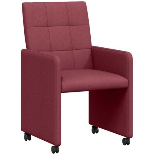 Dining Chairs with Wheels 2 pcs Wine red 58 x 65 x 94 cm Fabric vidaXL