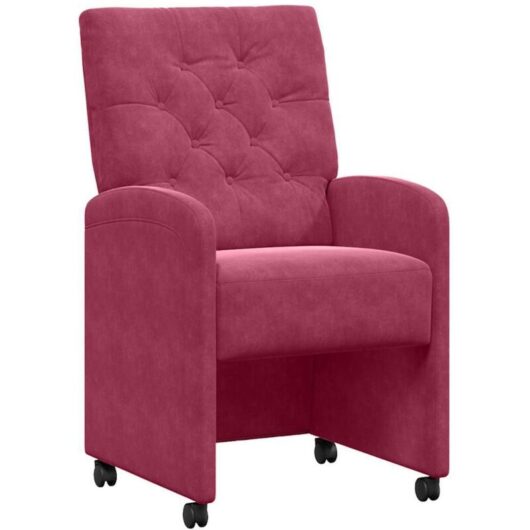 Dining Chairs with Wheels 2 pcs Wine red 58 x 67 x 97 cm Velvet vidaXL