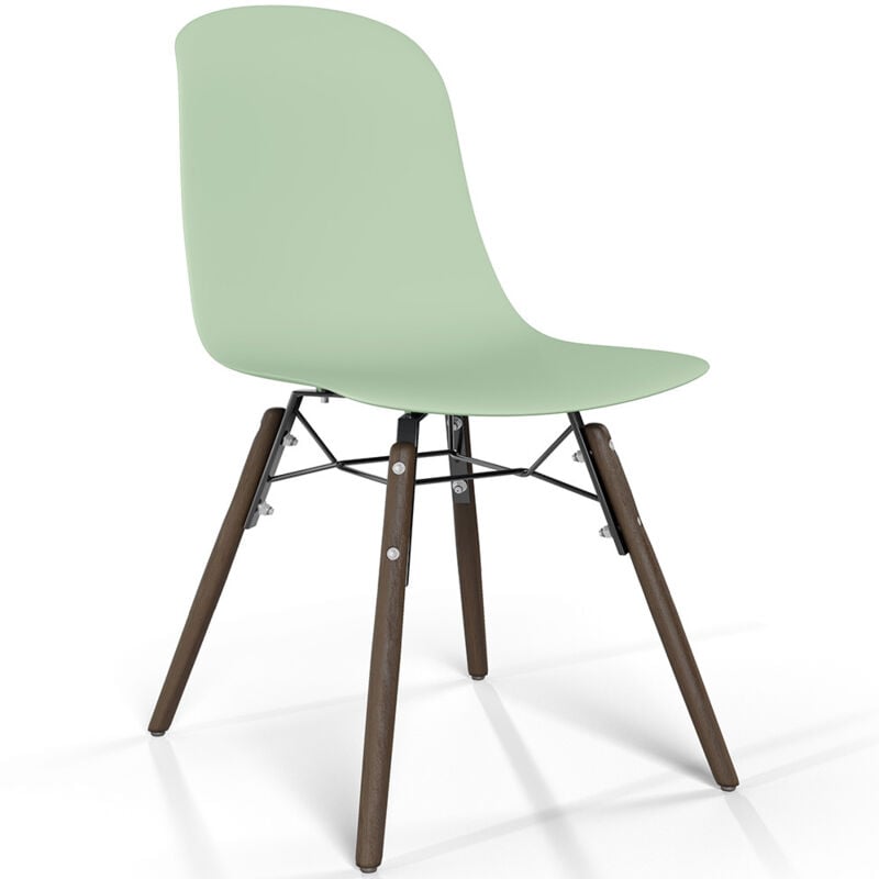 Dining chair with dark wood legs - Modern style and functionality - Broly Pastel green