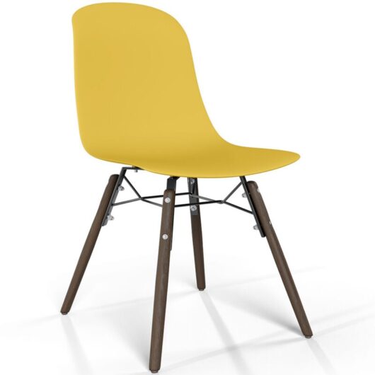 Dining chair with dark wood legs - Modern style and functionality - Broly Pastel yellow