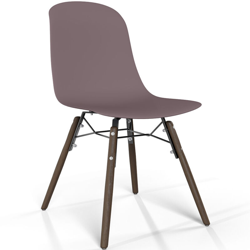 Dining chair with dark wood legs - Modern style and functionality - Broly Taupe