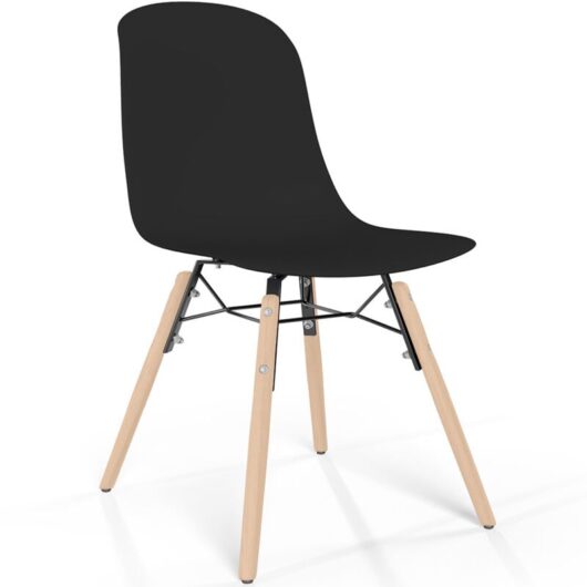 Dining chair with natural wood legs - Modern style and functionality - Broly Black