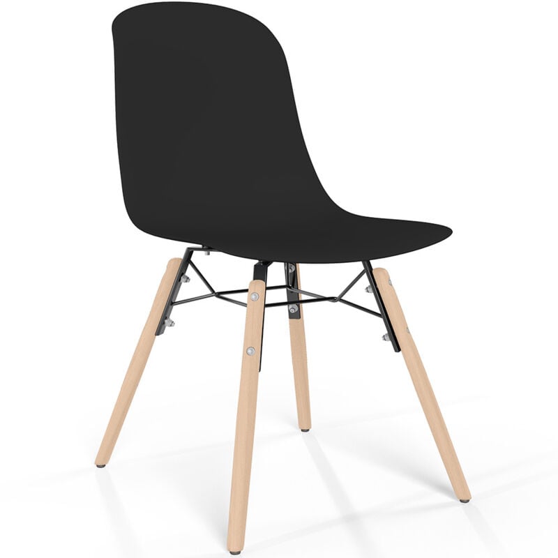 Dining chair with natural wood legs - Modern style and functionality - Broly Black
