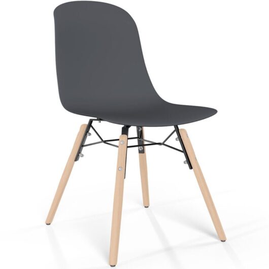 Dining chair with natural wood legs - Modern style and functionality - Broly Grey