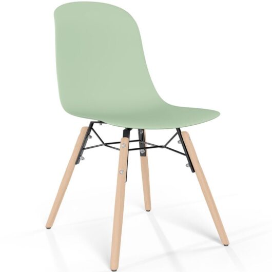 Dining chair with natural wood legs - Modern style and functionality - Broly Pastel green
