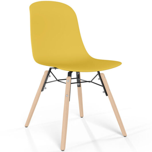Dining chair with natural wood legs - Modern style and functionality - Broly Pastel yellow