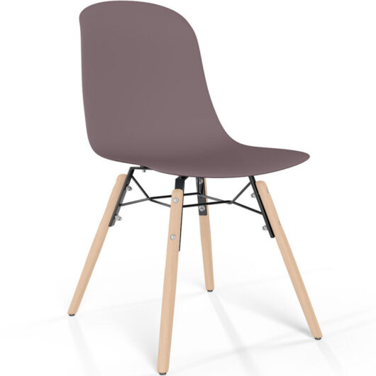 Dining chair with natural wood legs - Modern style and functionality - Broly Taupe