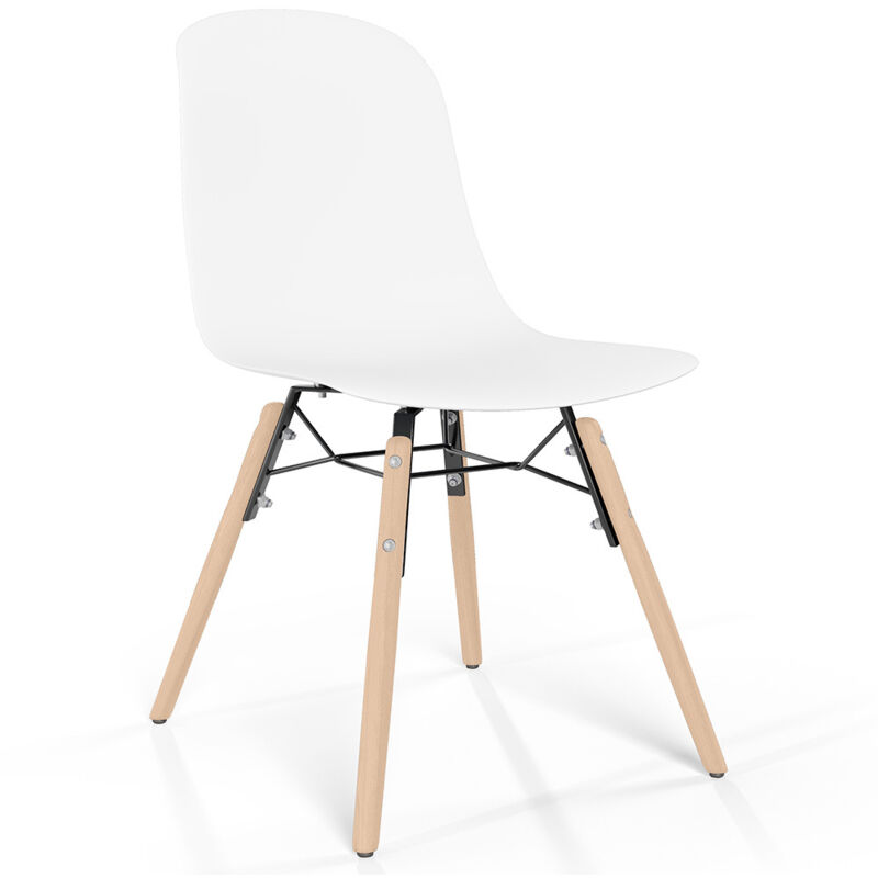 Dining chair with natural wood legs - Modern style and functionality - Broly White