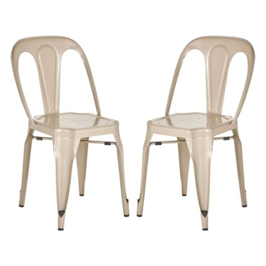 Dschubba Champagne Metal Dining Chairs In A Pair