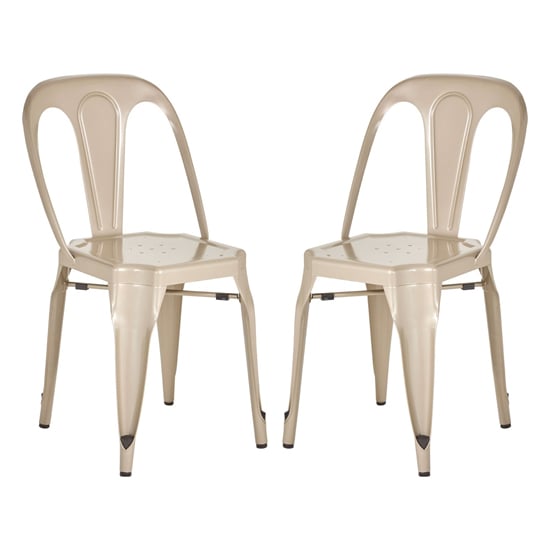 Dschubba Champagne Metal Dining Chairs In A Pair