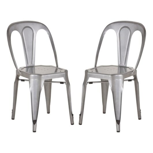 Dschubba Grey Metal Dining Chairs In A Pair