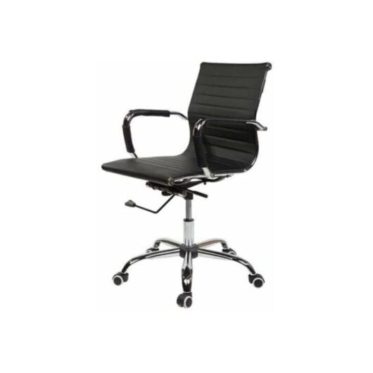 Evre - Office Desk Chair With Chrome Frame Finish And pu Leather (Black)