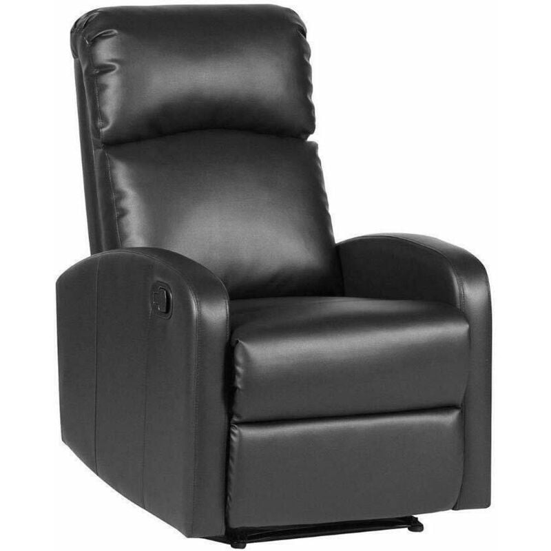 Evre Recliner Arm Lounge Chair with Adjustable Leg Rest - PU Leather (Black)