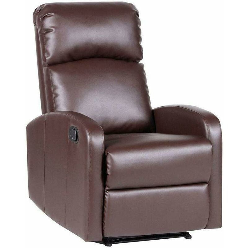 Evre Recliner Arm Lounge Chair with Adjustable Leg Rest - PU Leather (Brown)