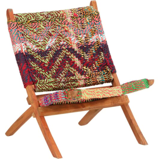 Folding Chindi Chair Multicolours Fabric vidaXL