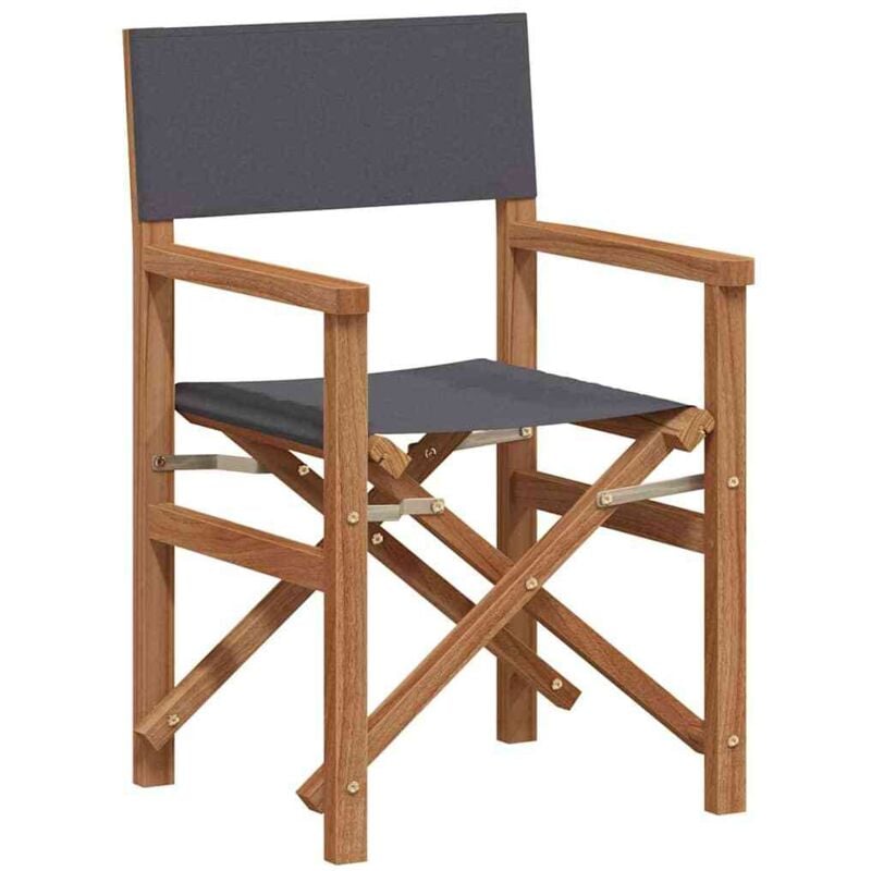 Folding Director's Chair Grey 56 x 54 x 87 cm Solid Teak Wood vidaXL