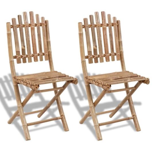 Folding Garden Chairs 2 pcs Bamboo vidaXL