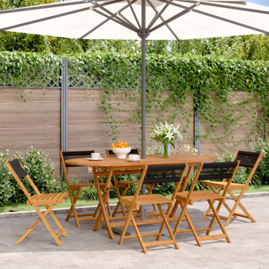Folding Garden Chairs 6 pcs Black Solid Wood Acacia vidaXL