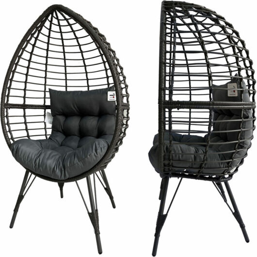 Furniture One - pe Rattan Egg Teardrop Cuddle Chair - Grey - Grey
