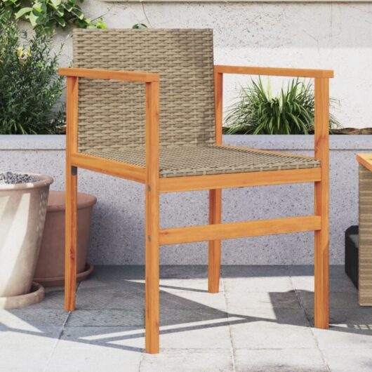 Garden Chairs 2 pcs Beige Poly Rattan&Solid Wood vidaXL