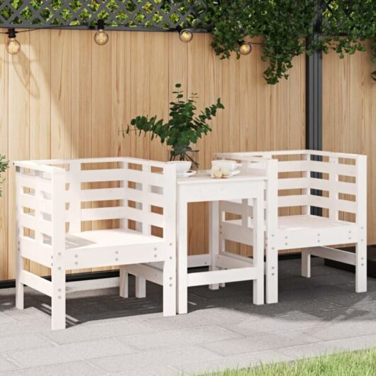 Garden Chairs 2 pcs White 61.5x53x71 cm Solid Wood Pine vidaXL