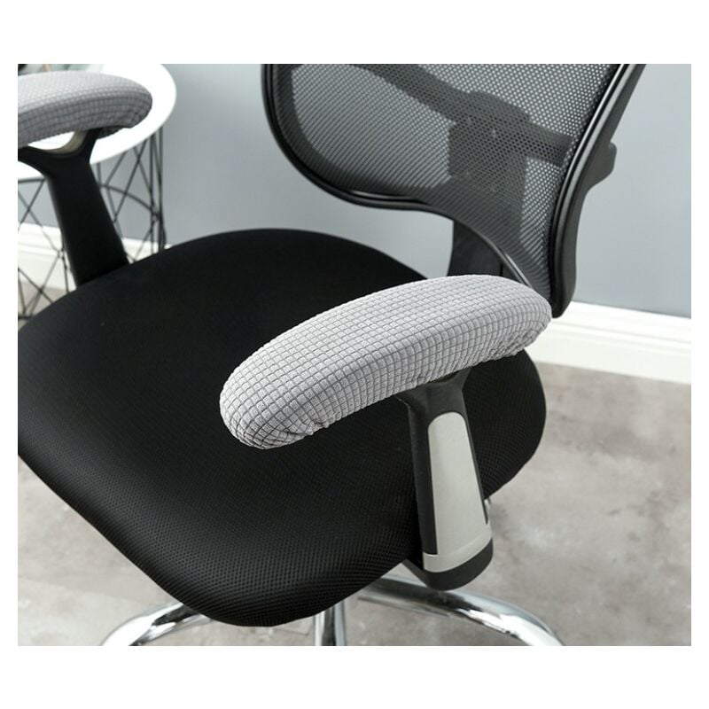 Gris 1 paire de housses d'accoudoirs en polyester pour chaise de bureau - Amovibles, élastiques, lavables et imperméables - Noir