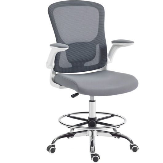 HOMCOM Ergonomic Tall Office Chair, 360 Degree Swivel Task Stool
