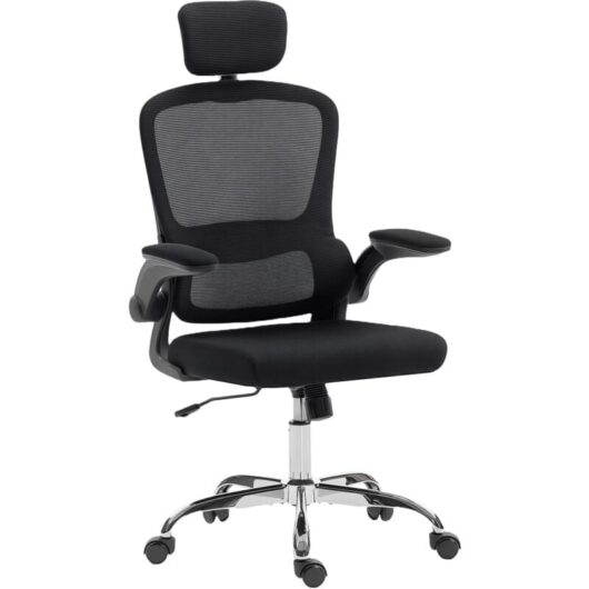HOMCOM High Back Mesh Computer Desk Chair with Lumbar Support, Black