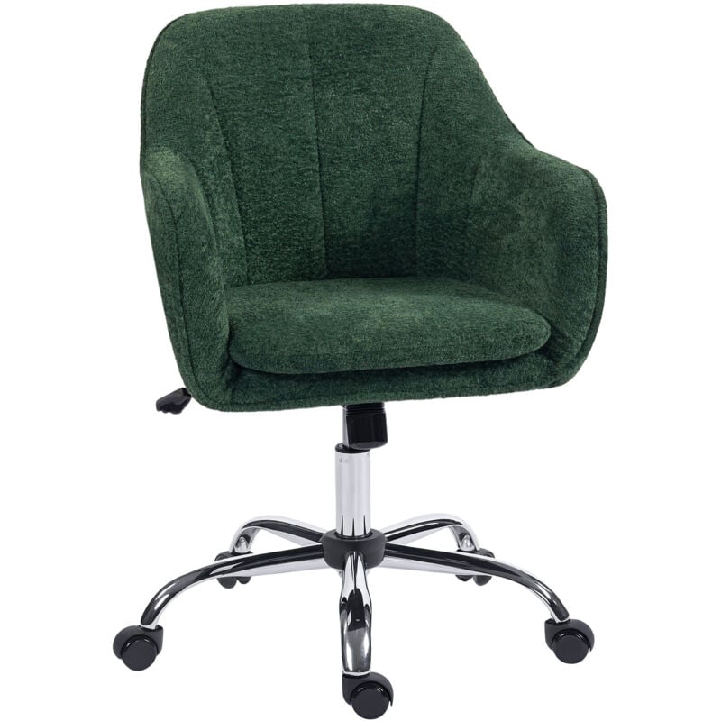 HOMCOM Modern Velvet Office Desk Chair for Bedroom, Living Room, Dark Green