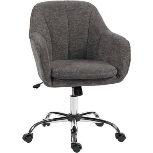 HOMCOM Modern Velvet Office Desk Chair for Bedroom, Living Room, Grey