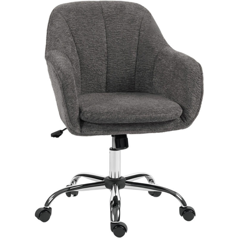 HOMCOM Modern Velvet Office Desk Chair for Bedroom, Living Room, Grey