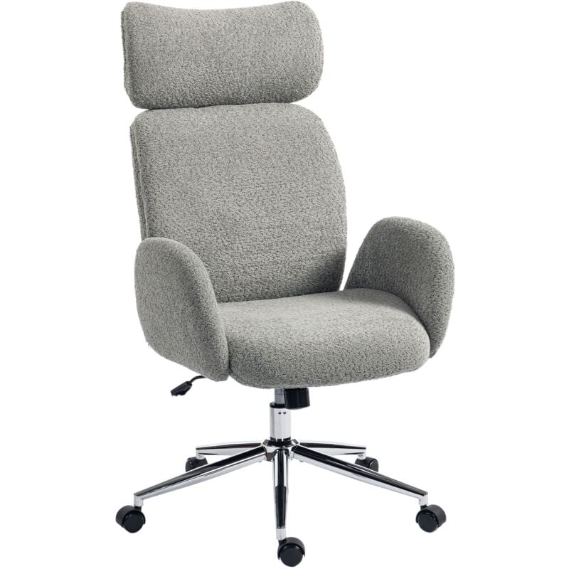 HOMCOM Office Chair with Adjustable Headrest, Comfy Desk Chair, Dark Grey