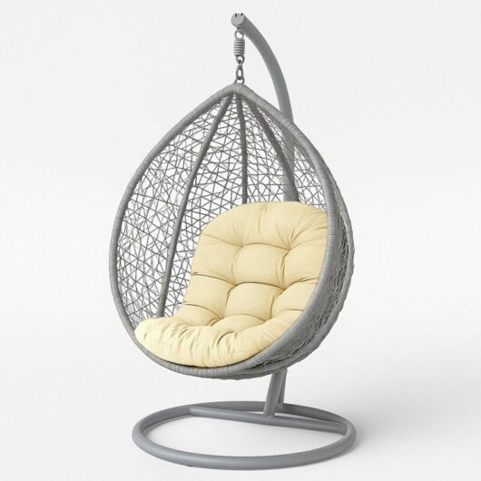 HOMESCAPES Egg Chair Cushion Cream, Thick & Plush Hanging Basket Swing Chair Cushion Round, 100% Cotton Cover, 80 x 120cm