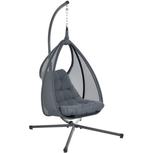 Hanging Chair with Stand AVEGNO Fabric Dark Grey