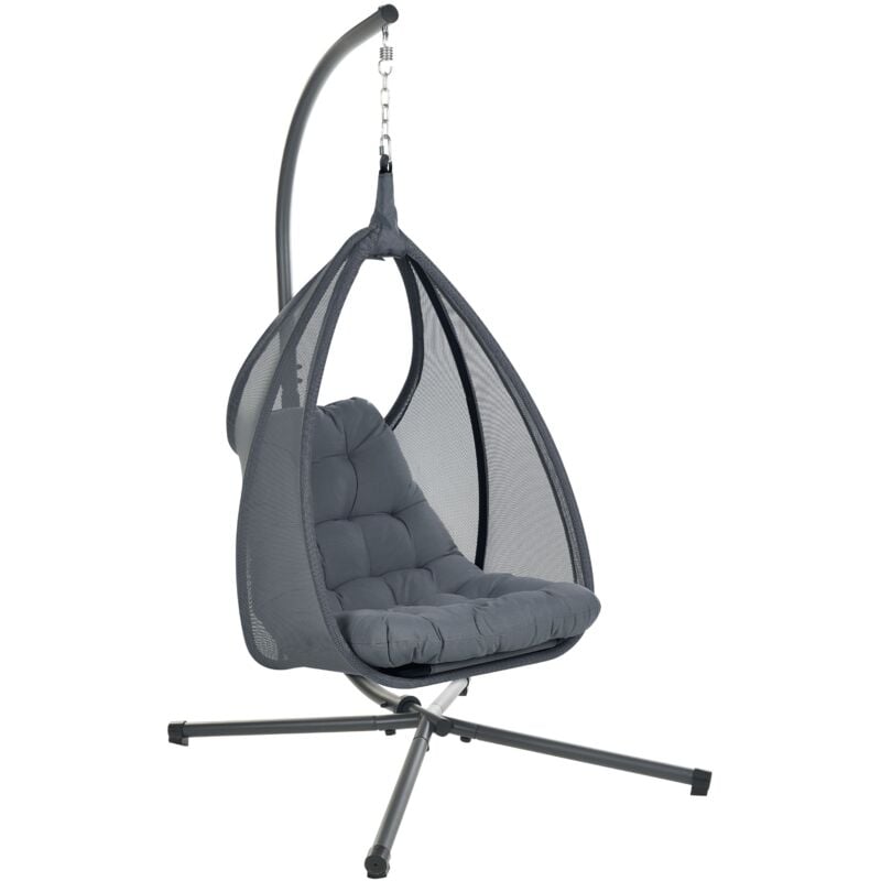 Hanging Chair with Stand AVEGNO Fabric Dark Grey