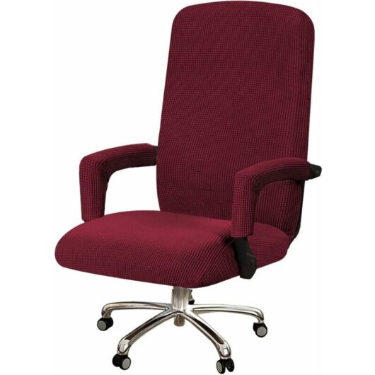 High Stretch Office Chair Cover Spandex Chair Cover for Office Chair Computer Office Chair Covers High Back, Feature Checked Jacquard Fabric Modern
