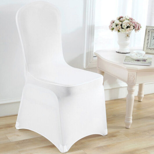 Holdfiturn 50Pcs Wedding Chair Covers White Chair Covers spandex Stretch for Wedding Banquet Celebration Dining Party
